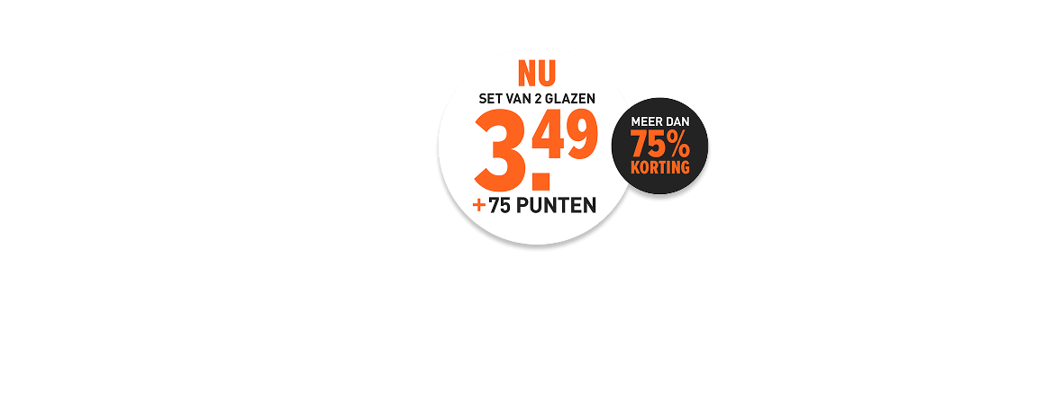 Spaar voor sprankelende glazen van chef en sommulier. Nu een set van 2 glazen al vanaf 3,49 bij inlevering van 75 punten. 